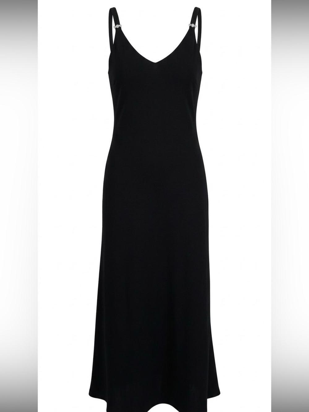 Jones New York Elegant Black V-Neck Dress with Rhinestone Detail Sleeveless